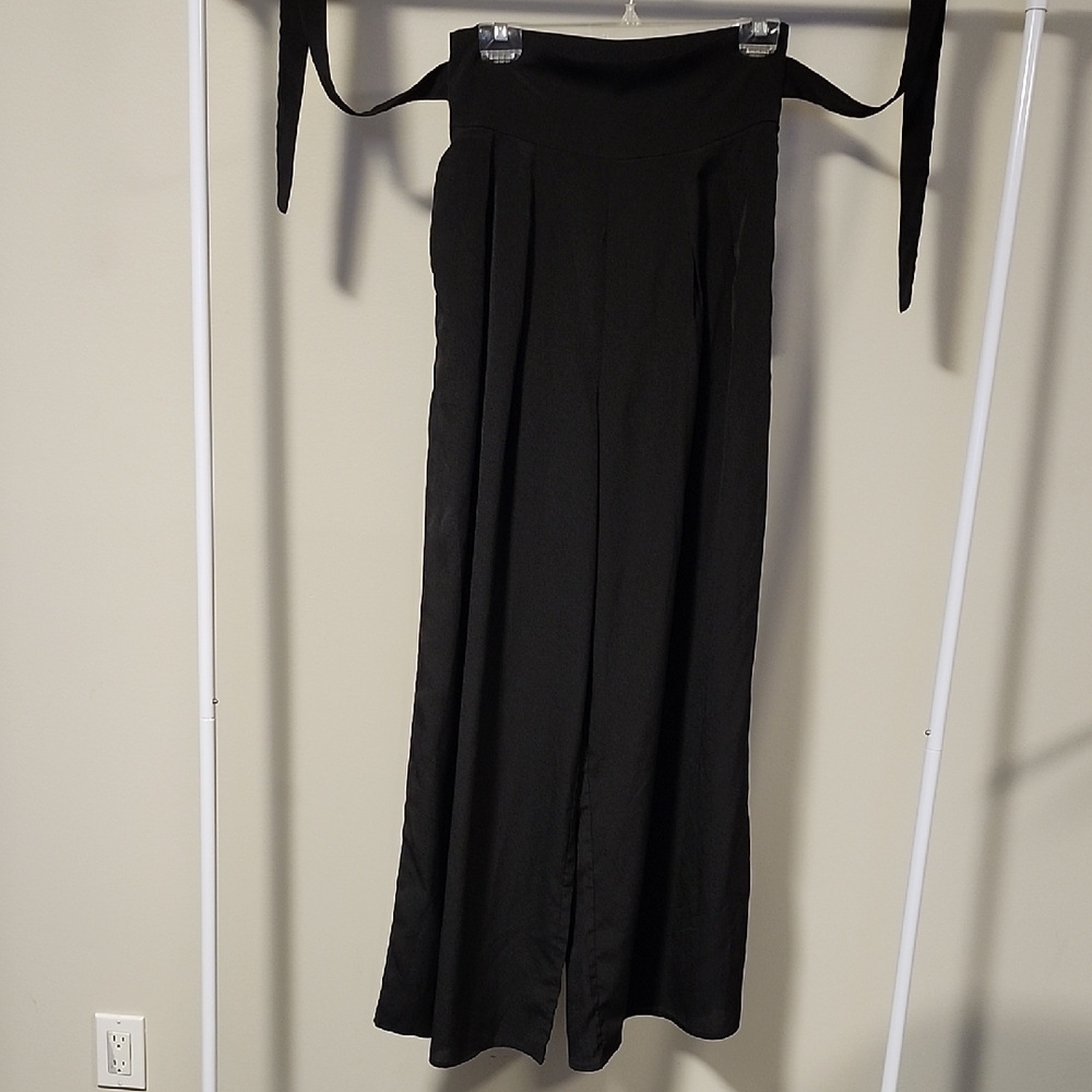 SHEIN Women's Black High-Waisted Wide-Leg Pants